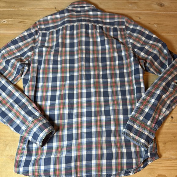 Abercrombie and Fitch Mens Plaid Flannel Button Up Shirt Muscle Fit Medium Blue - Picture 6 of 7
